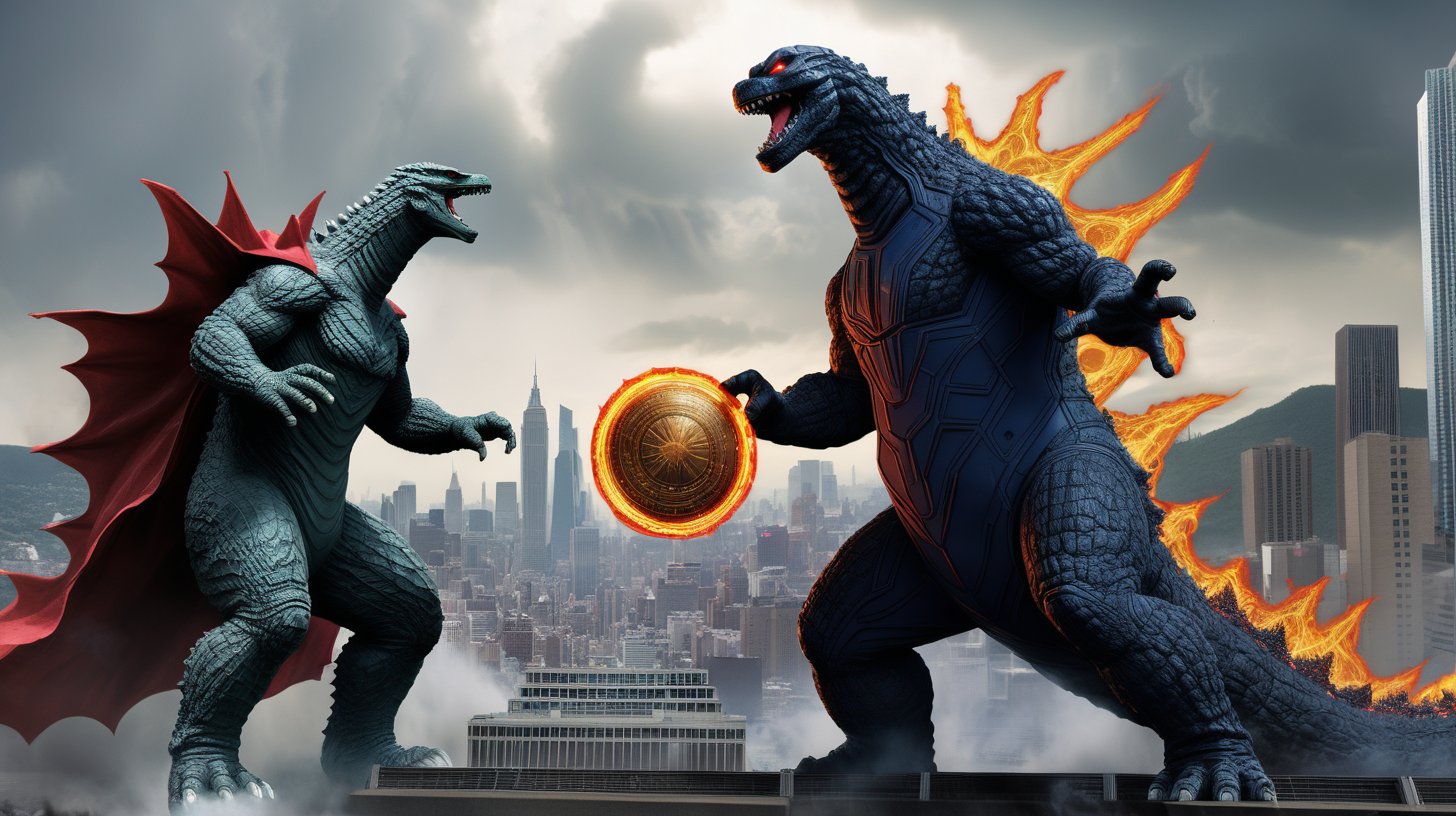 Godzilla fighting Doctor Strange