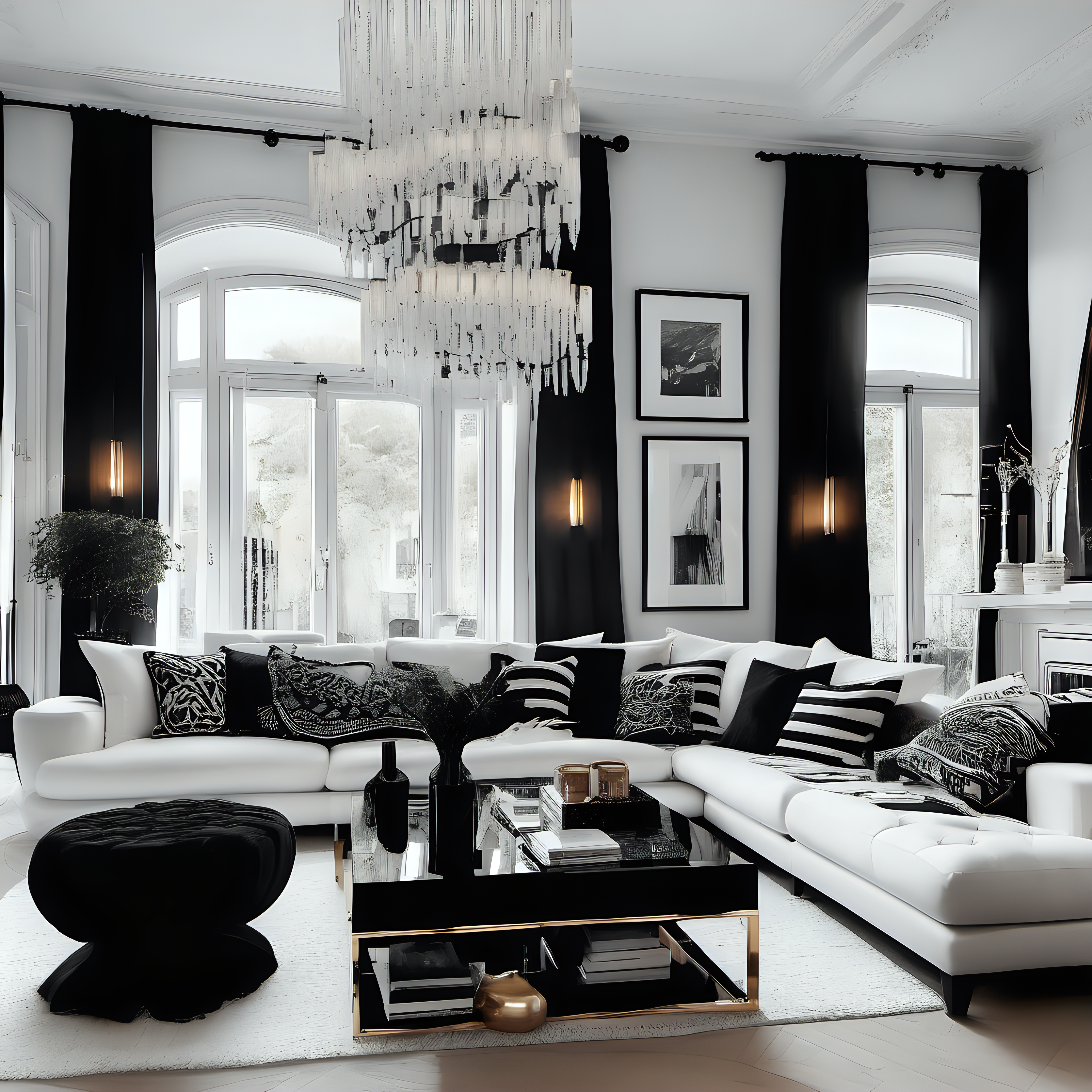 cozy Interior with black and white luxury details