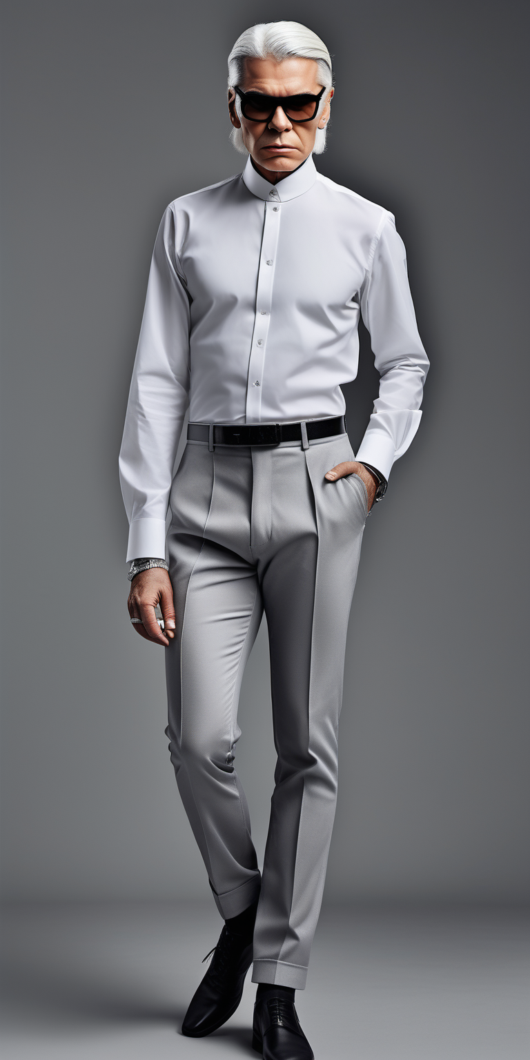 waiter uniform long sleeve white shirt Karl Lagerfeld