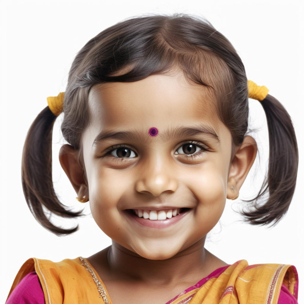 white backgroundreal facechild 3 yearsgirlIndiasmilingwhole head visiblesmiling