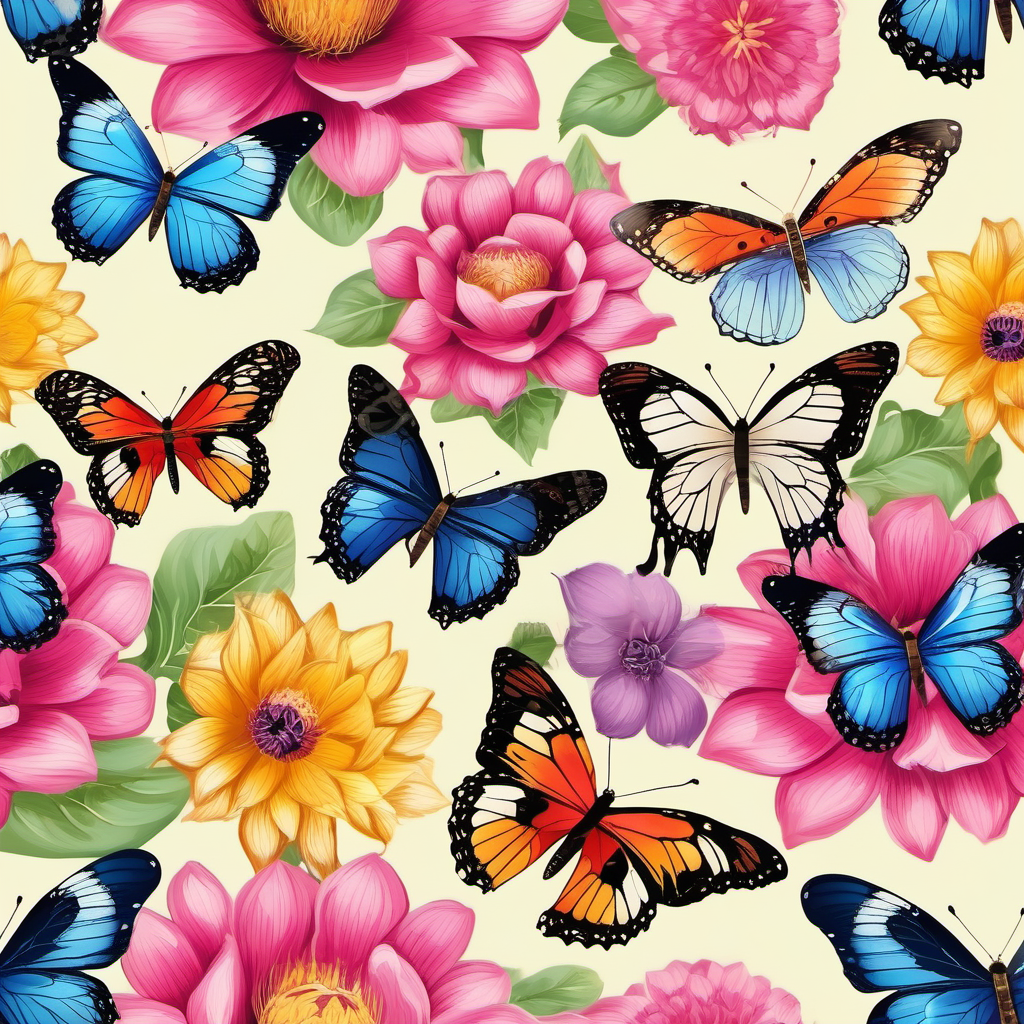 various butterflies in flowers beautiful majestic feminine