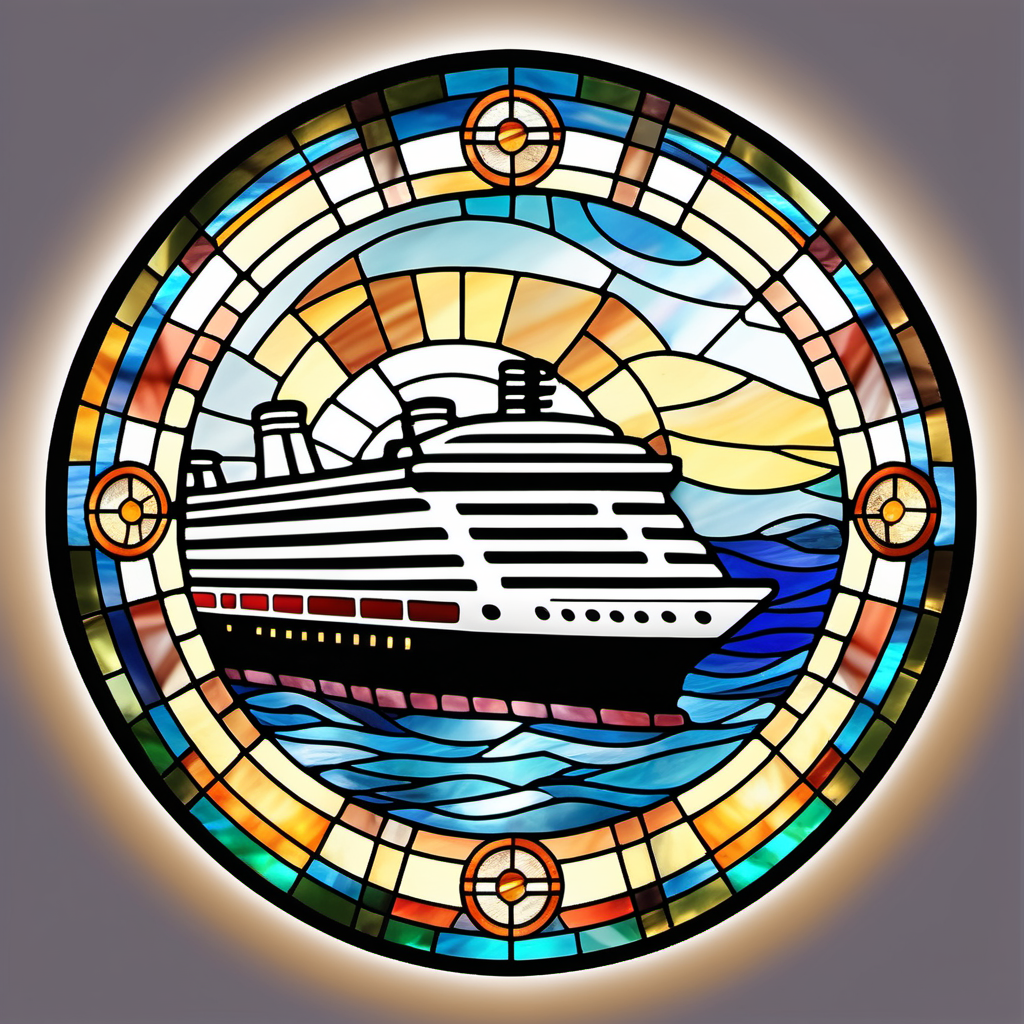 round stained glass cruise ship at sea 


