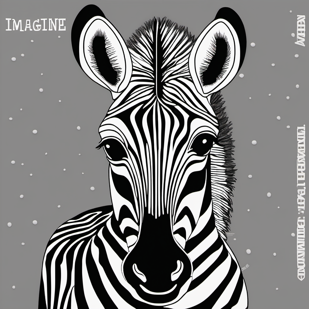 Imagine colouring page for kids Zebra with white