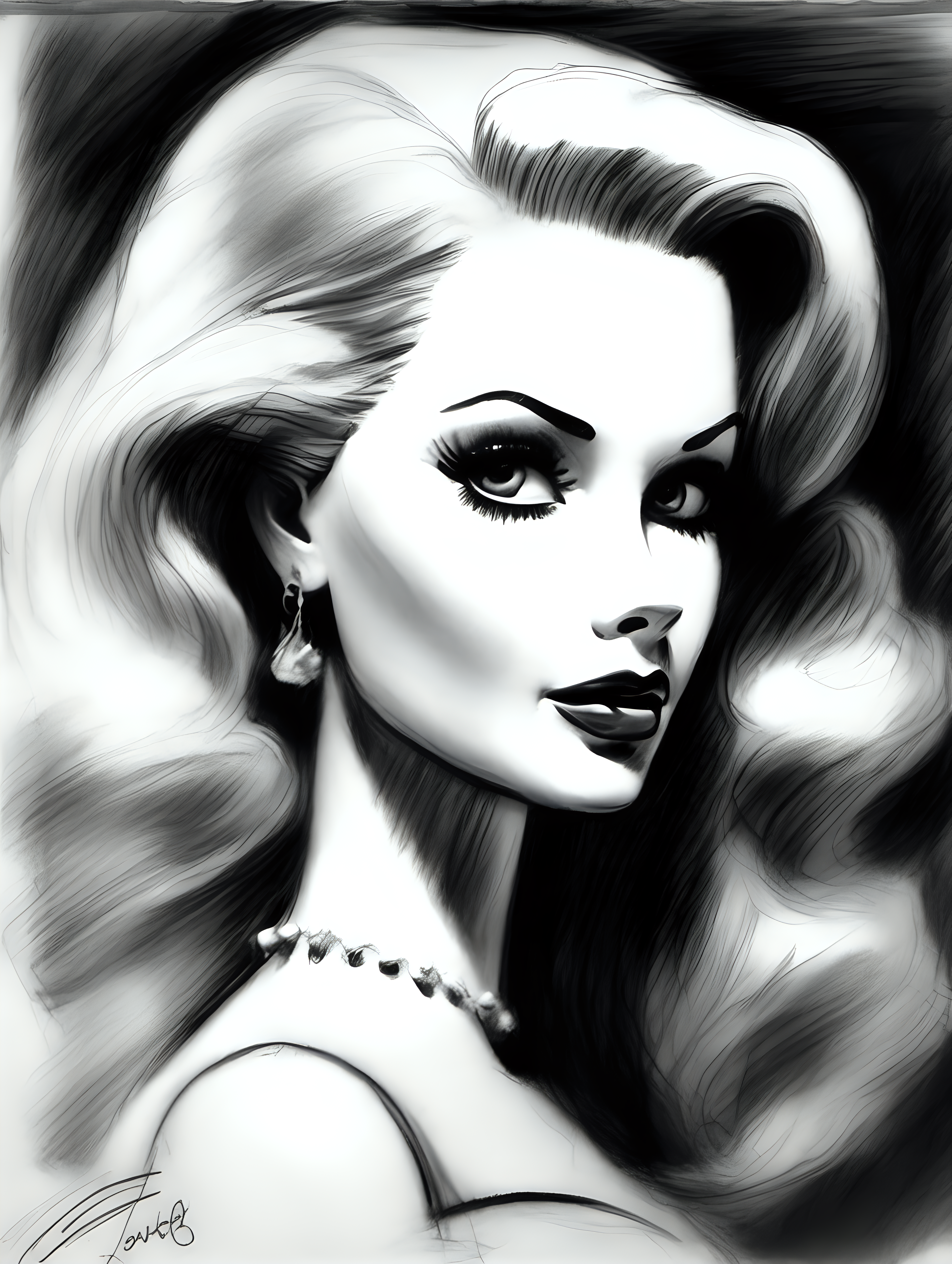 ROUGH ARTISTIC PORTRAIT SKETCH OF A CLASSIC BARBIE