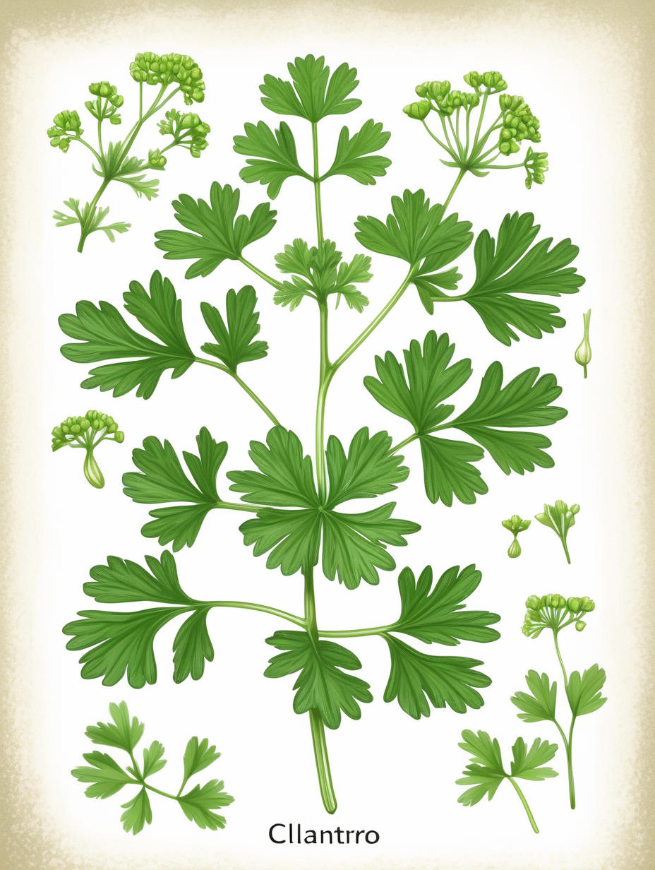 cilantro plant botanical illustration