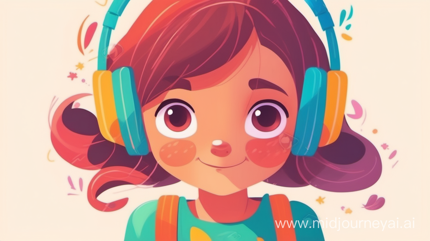 primer plano niña con manos abiertas entre las orejas y en posición de escucha. Estilo colourful
Stylized Children book