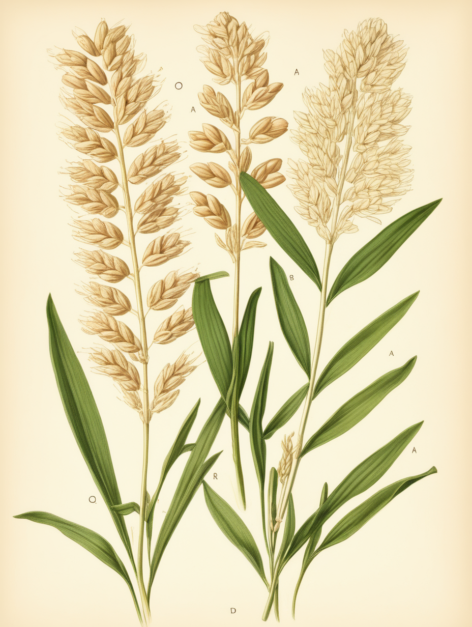 Oats, avena, plant botanical illustration 
