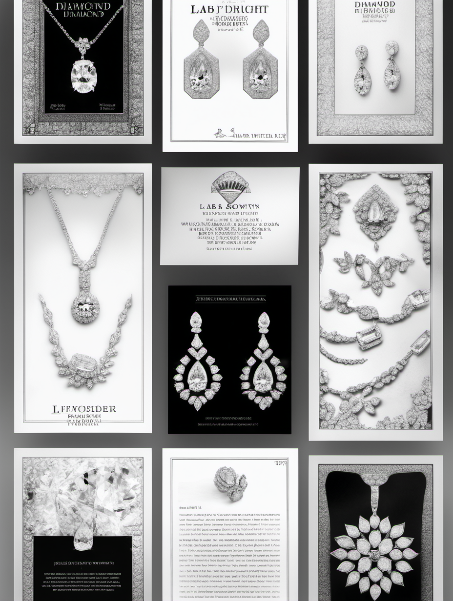 LAB GROWN DIAMOND JEWELLERY PAMPHLET DESIGNS IN BLACK and white