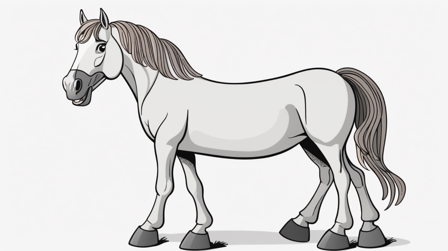  a Cartoon of a horse and a white background