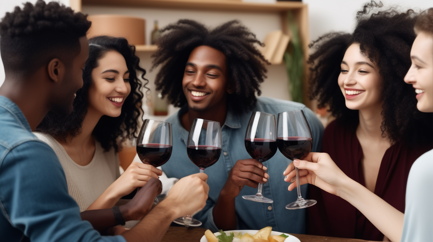 culturally diverseFriends drinking wine together at a party