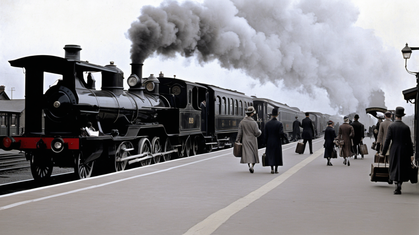 Steam train arriving at the station platform on
