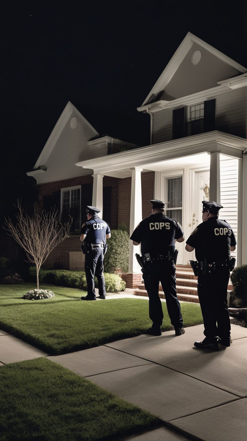 Cops outside House at night