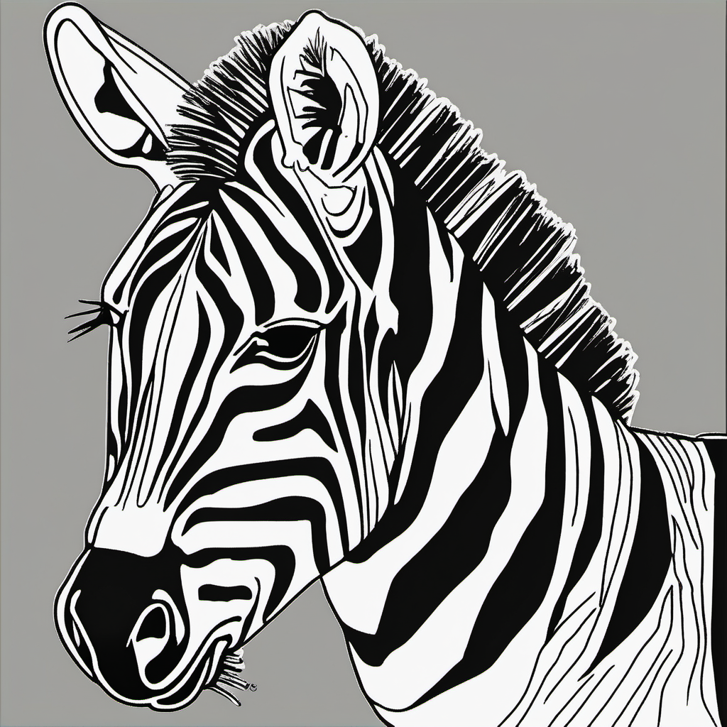 /Imagine colouring page for kids, Zebra by the Aeroplan , cartoon style, Thick Lines, low details, no shading --ar 9:11