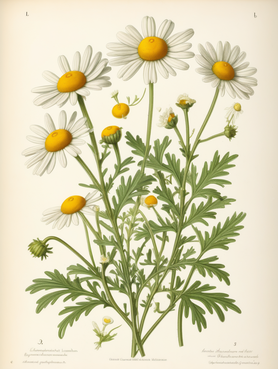 Botanical Illustration of plant chamomile