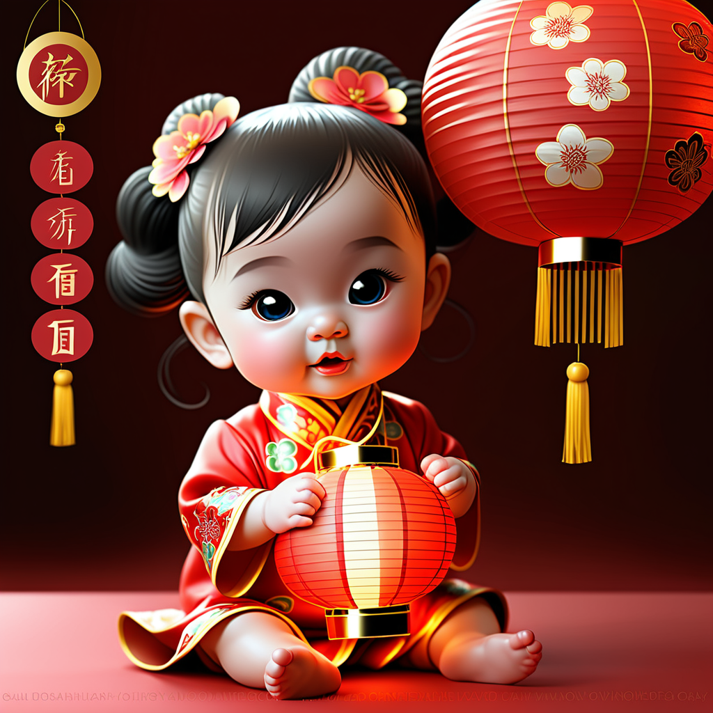 chinese new year lantern baby girl