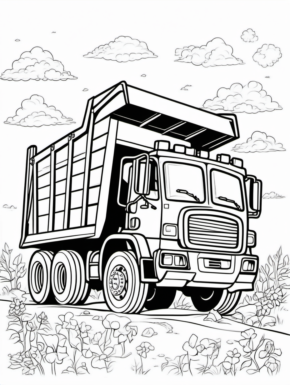 DUMP TRUCK FOR COLOURING BOOK