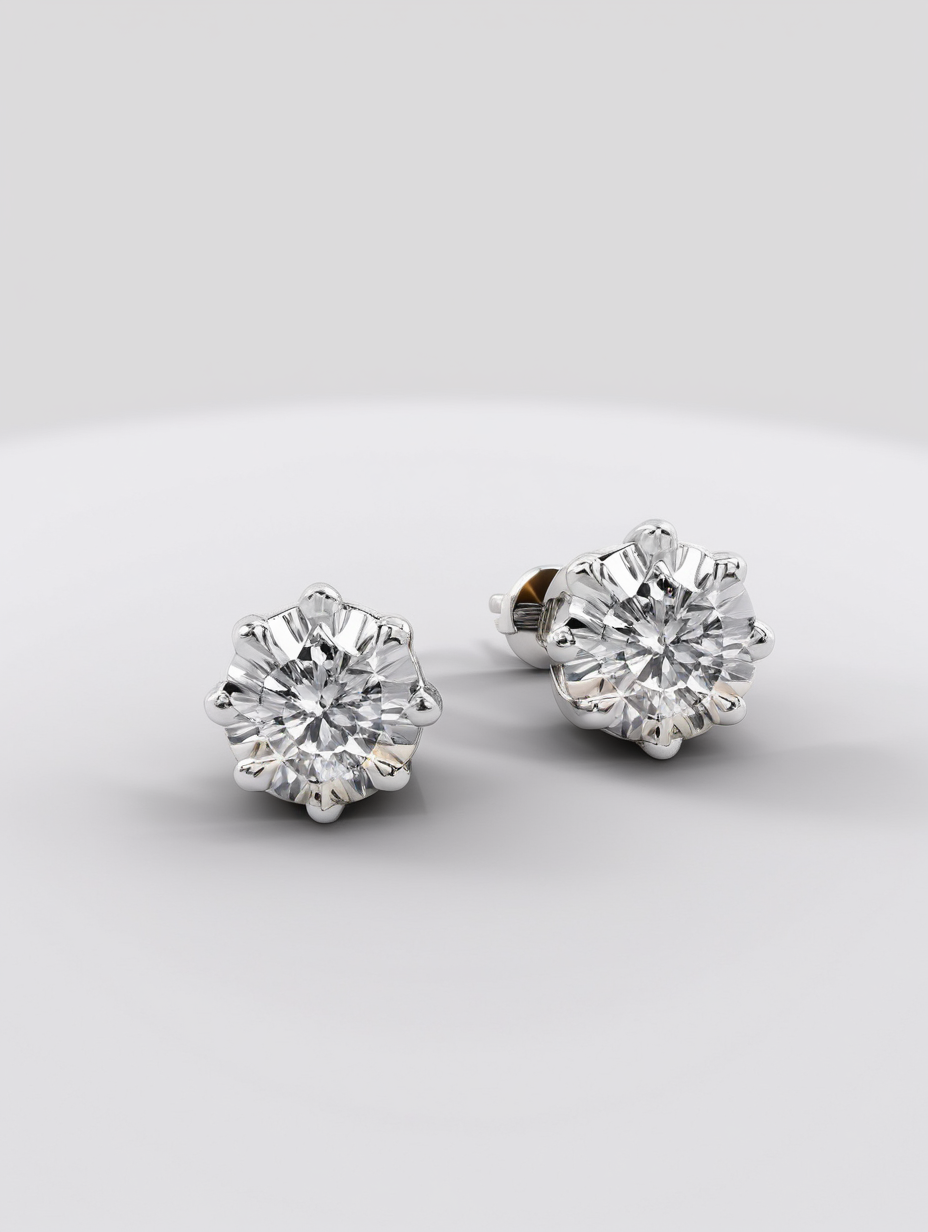 ROUND SHAPE DIAMOND SOLITAIRE TOPS MADE WITH WHITE GOLD 