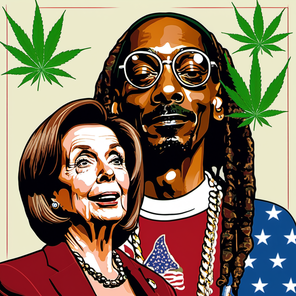 Nancy Pelosi and Snoop Dogg smoking weed