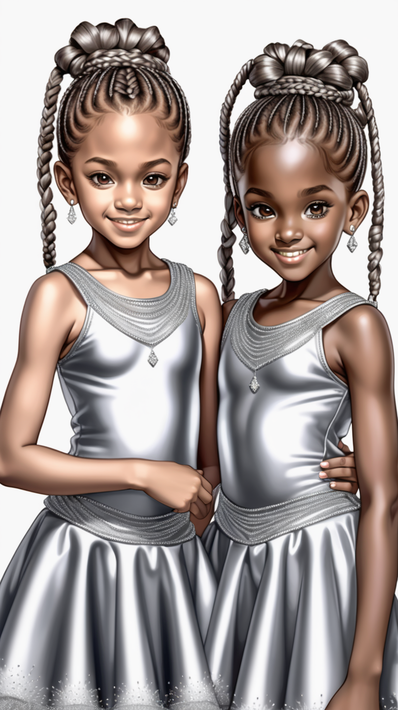 African 10yearold twin sisters glowing beautiful light brown