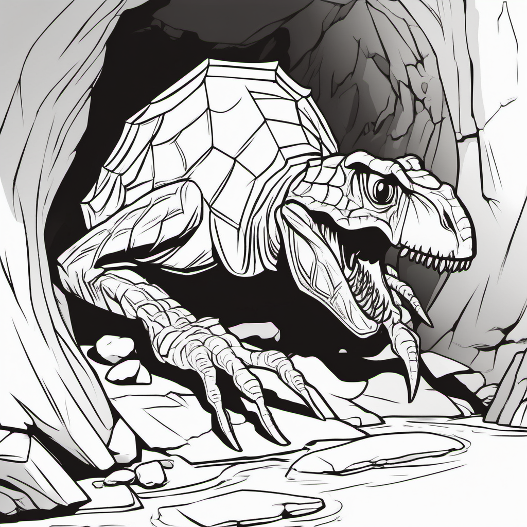 Un dinosaurio araa en cueva pginas de libro