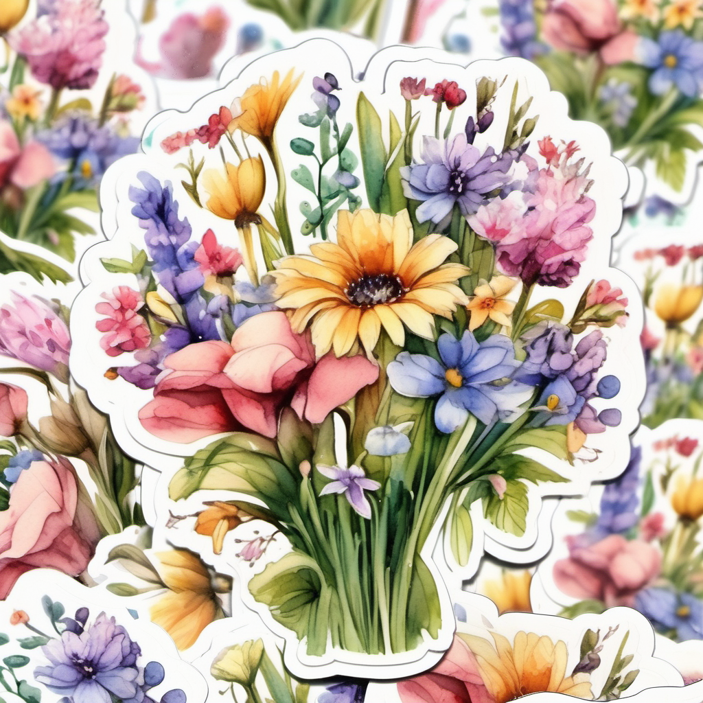 sticker spring flower bouquet so cute big watercolorfairytale