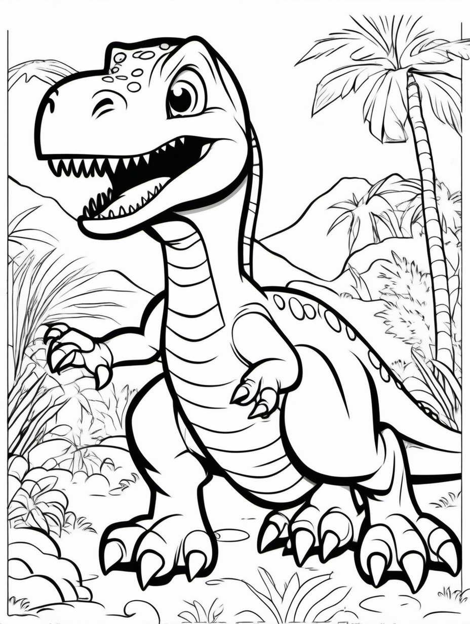 Dinosaur coloring book a child with allwhite background