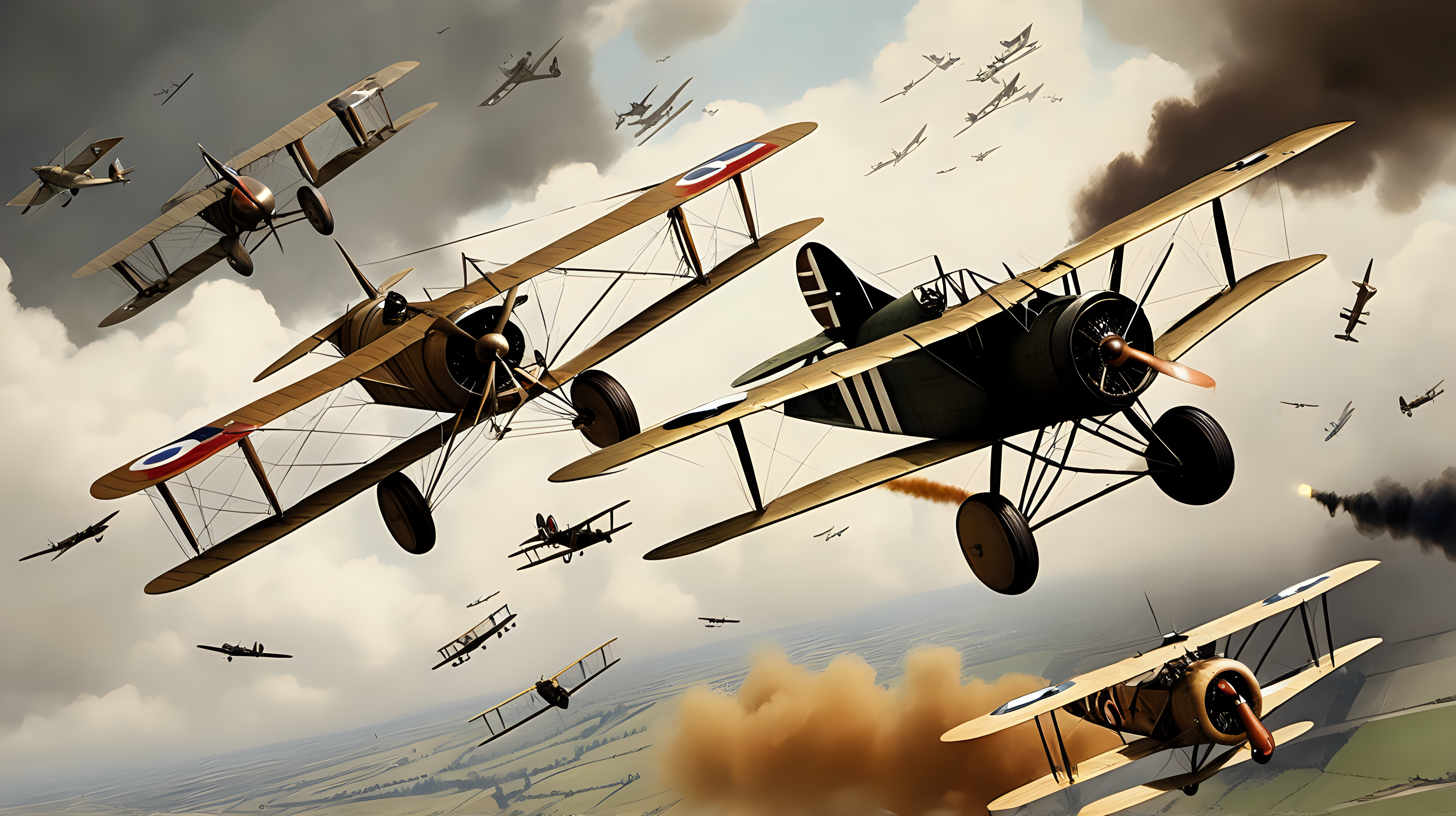 cats in dogfight in WW1 planes