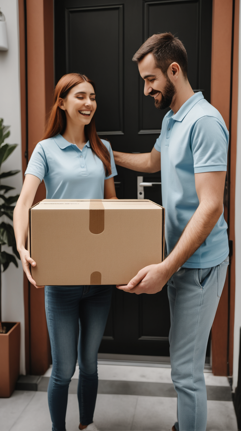 man and woman getting a delivery box