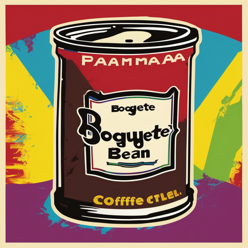  a Boquete, Panama coffee logo for a company called Boquete bean in the style of Andy Warhol