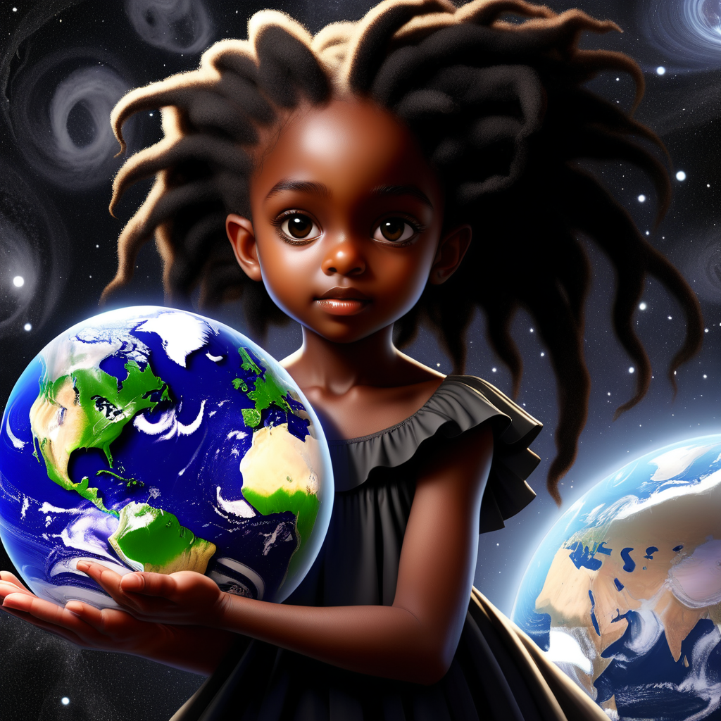 prompt: a black adult  star seed child helping the world