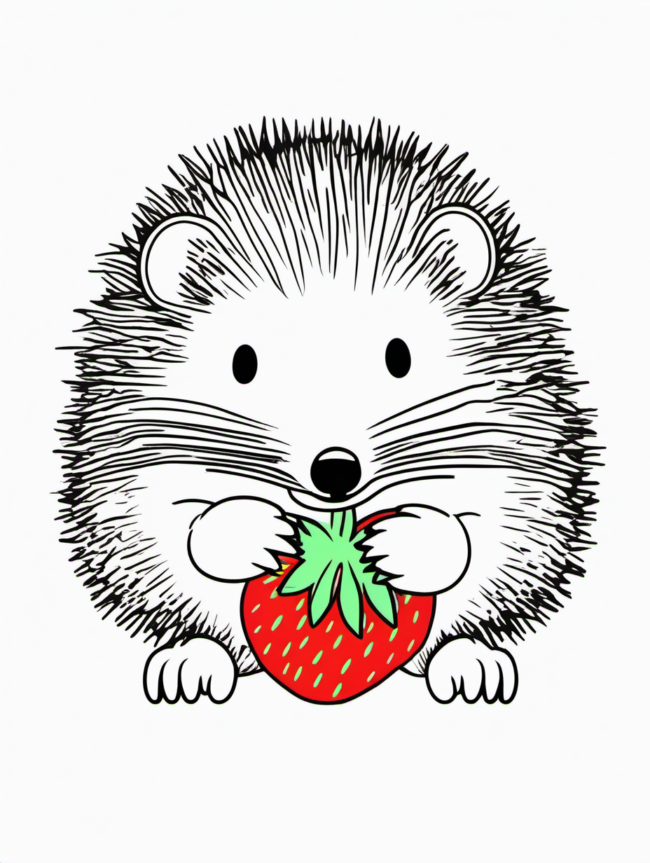 minimalist black and white drawing of hedgehog eating