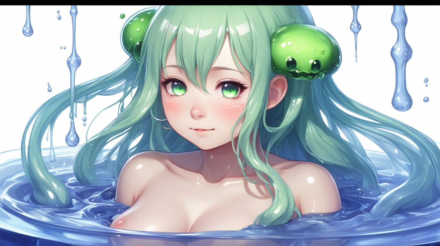 Adorable semitransparent singlecelled organism slime girl waifu