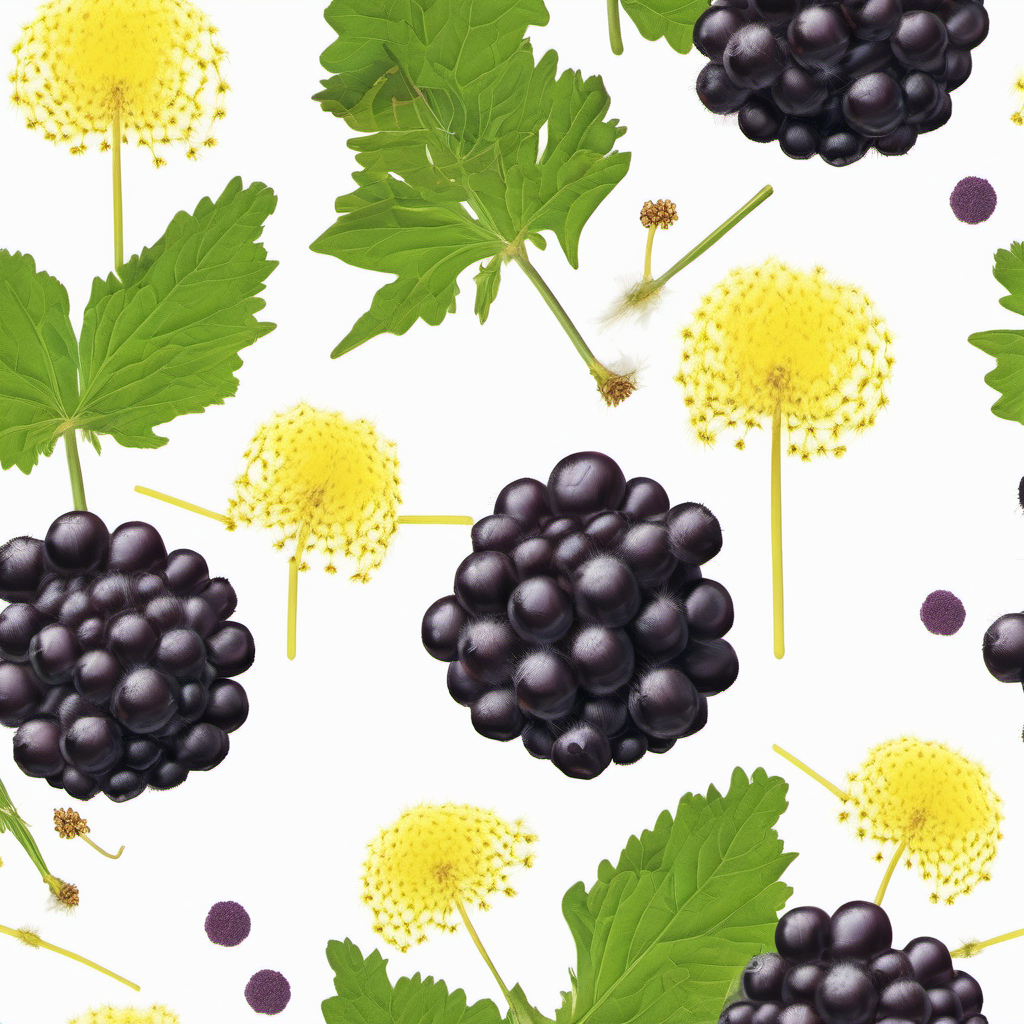 Elderberry with dandelion puffs