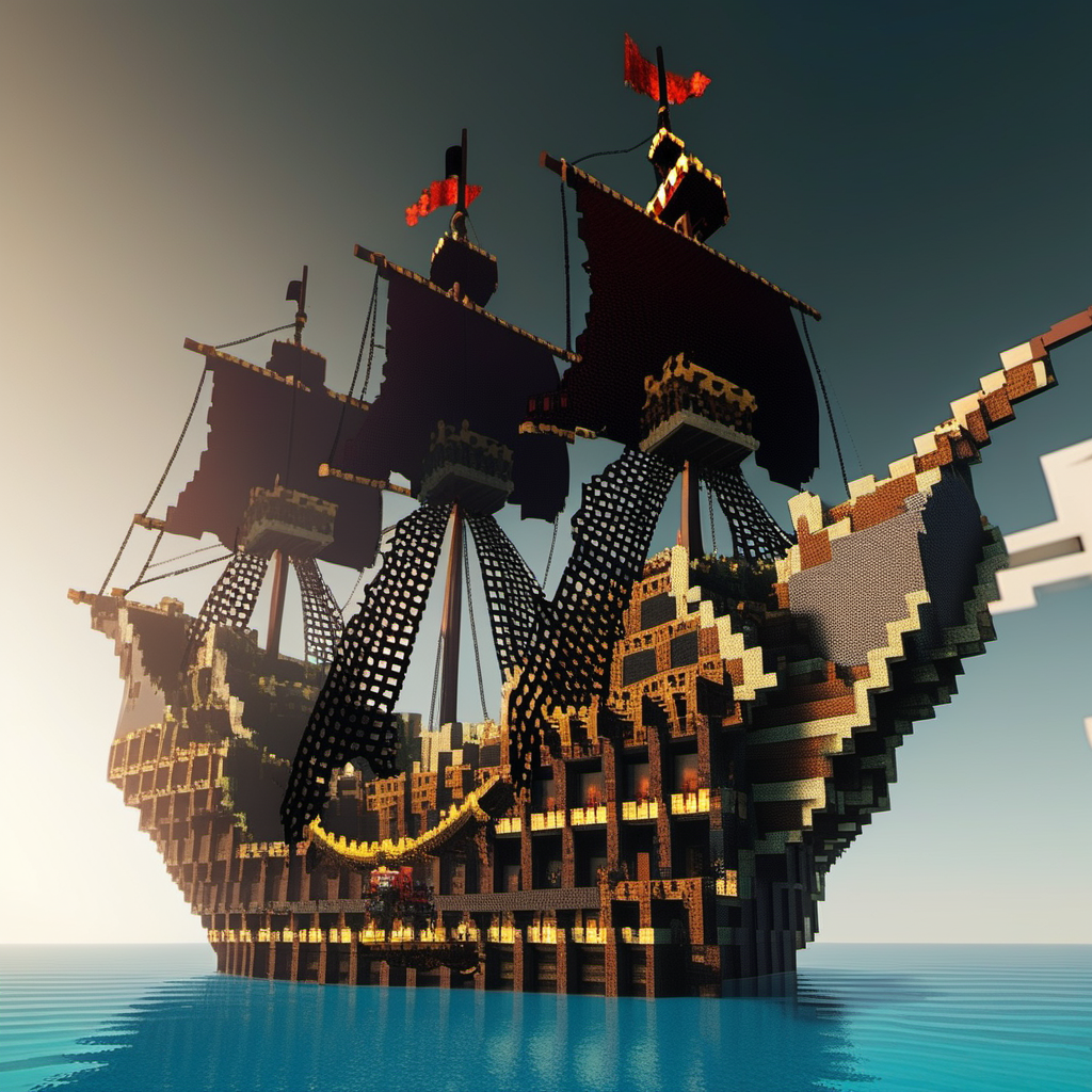 An epic Minecraft Pirate Ship Fortress