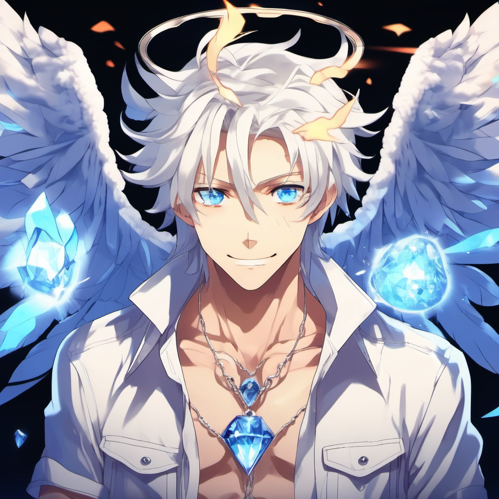 Anime blue eyes with flames inside them male