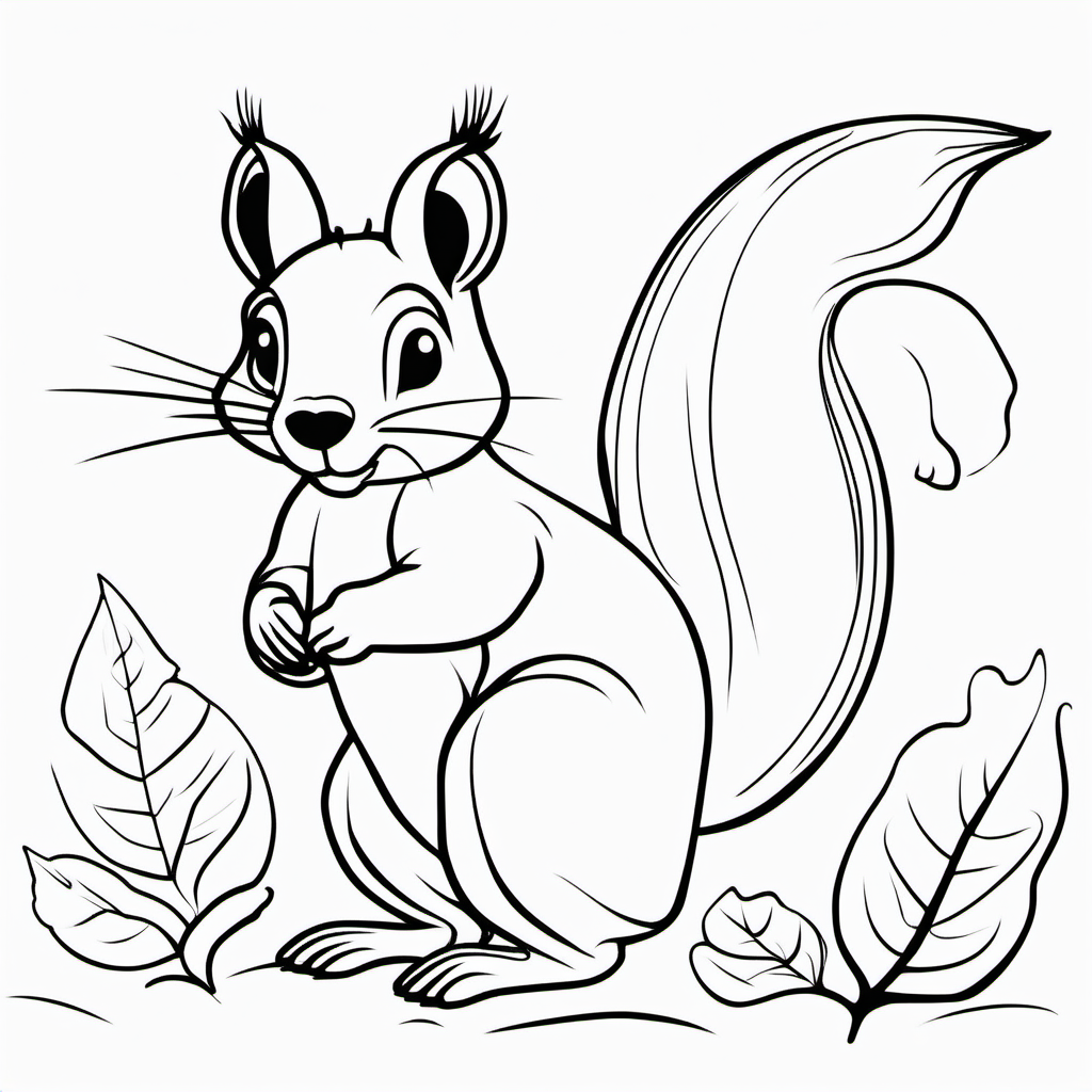 draw a cute Squirrel with only the outline