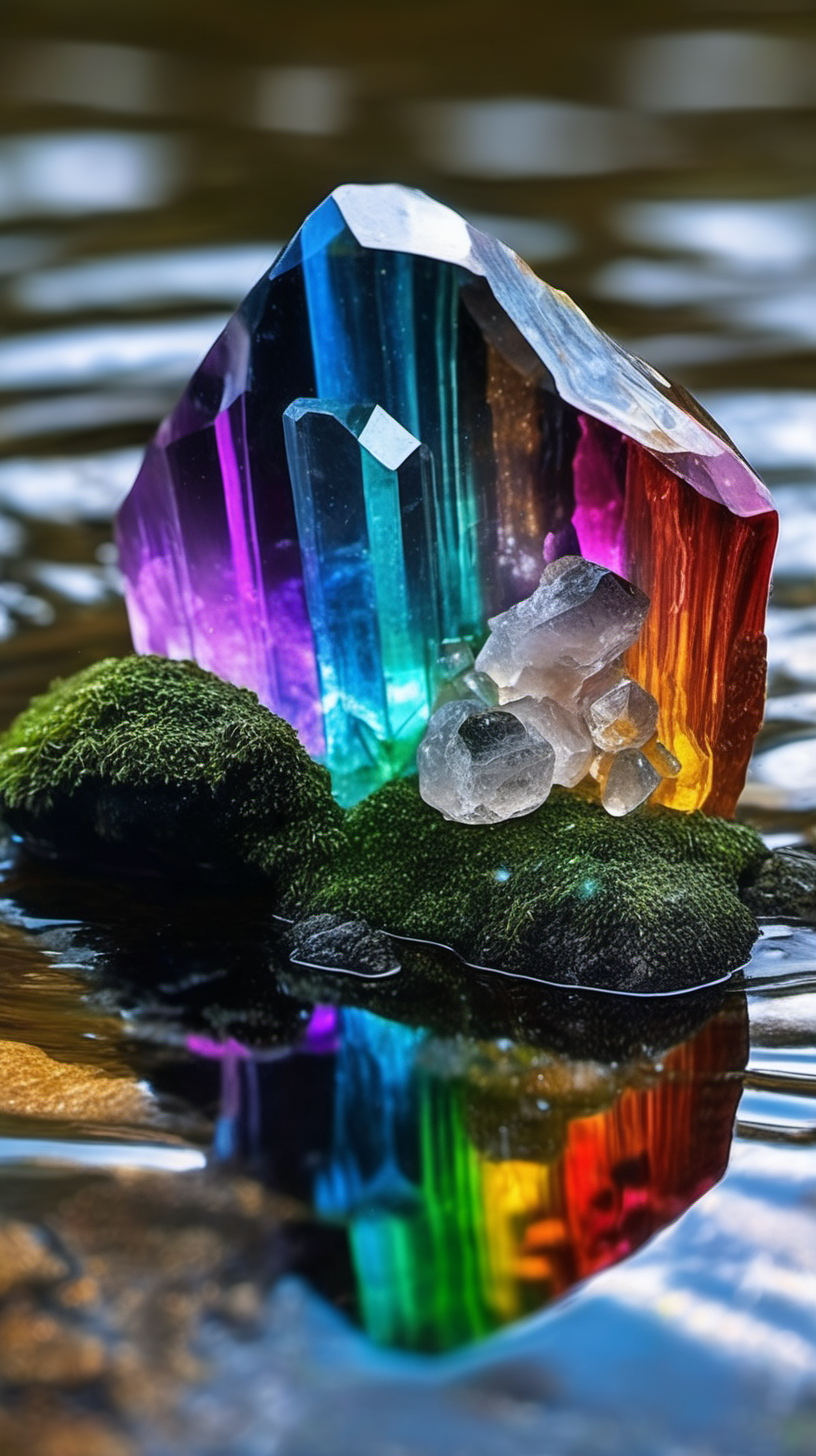 Rainbow Crystal Stone In the River