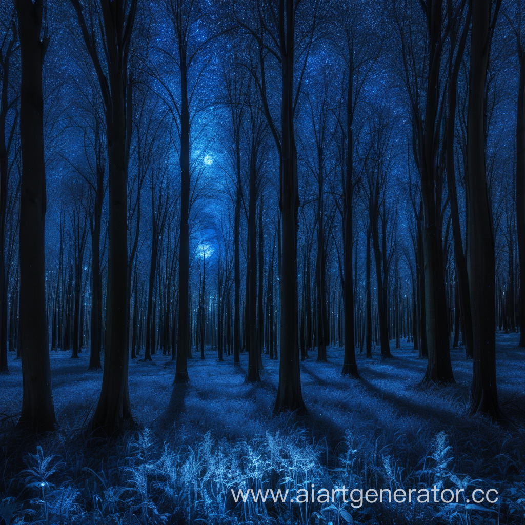blue forest night