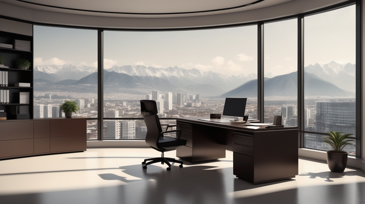 Financial director minimalist office a big cabinet with
