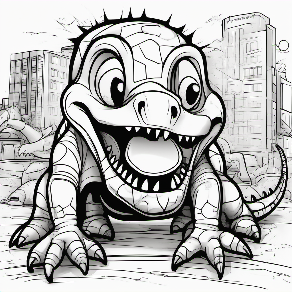 word style Dinosaur Ant graffiti style, coloring pages, dark lines