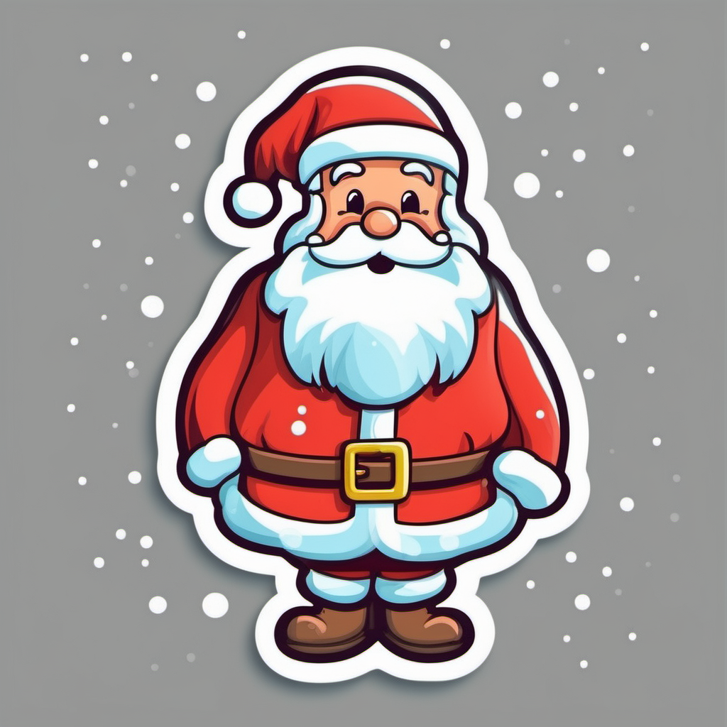 Sticker Santa Claus in a Winter Wonderland cartoon