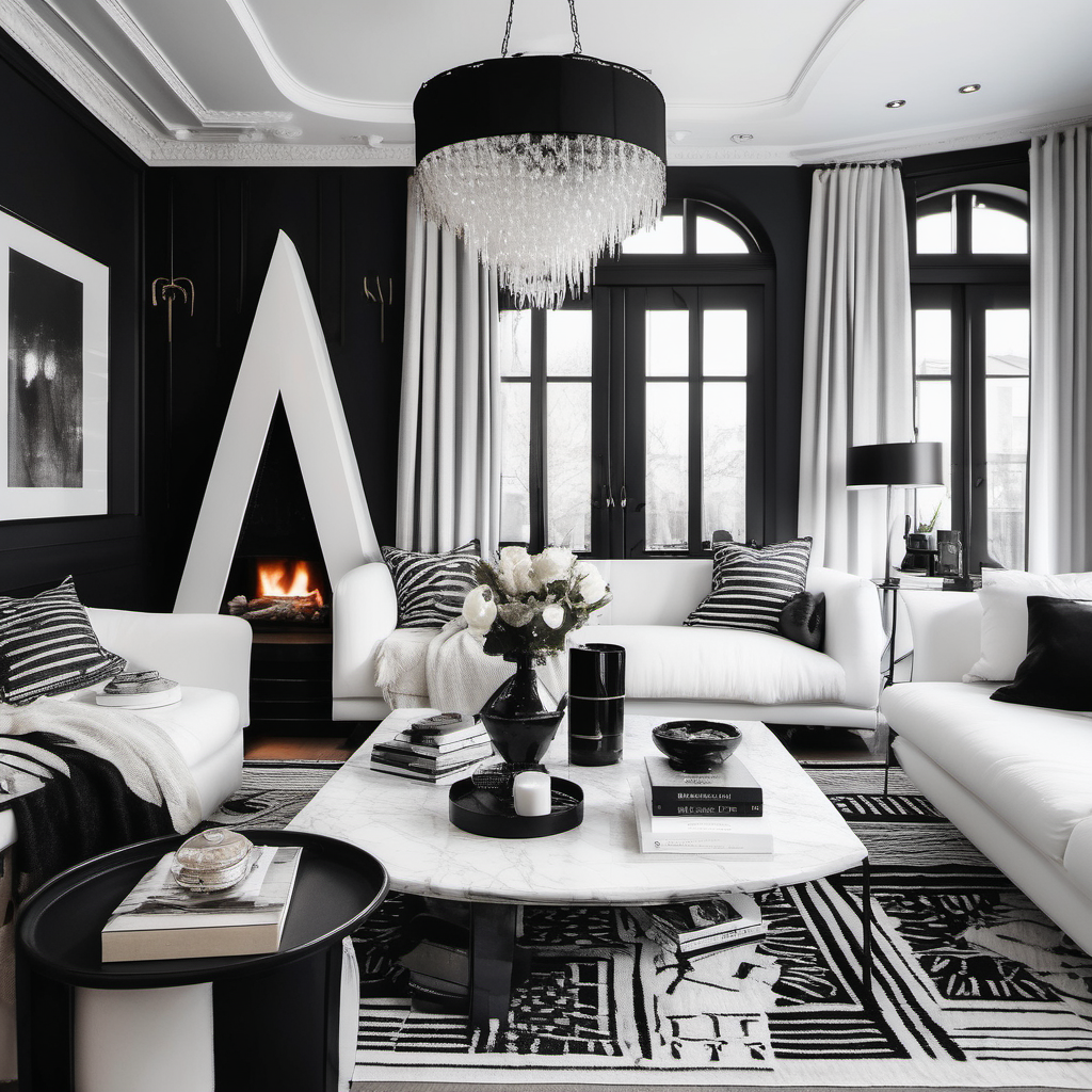 cozy Interior with black and white luxury details