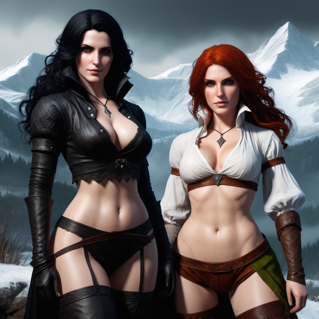 Yennefer of Vengerberg and triss merigold with seductive