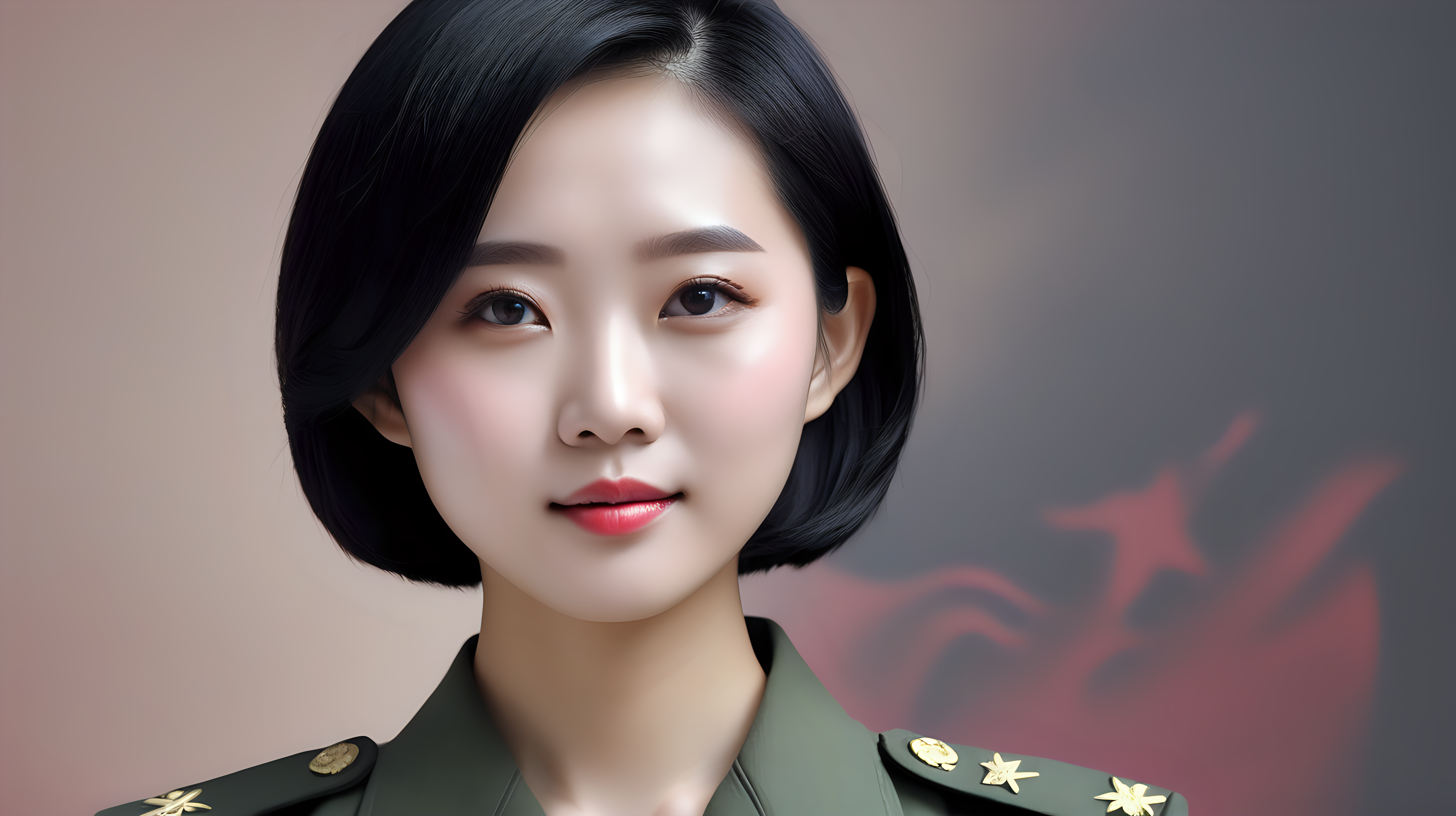 A Chinese Peoples Liberation Army female soldierYouthBlack hairShort