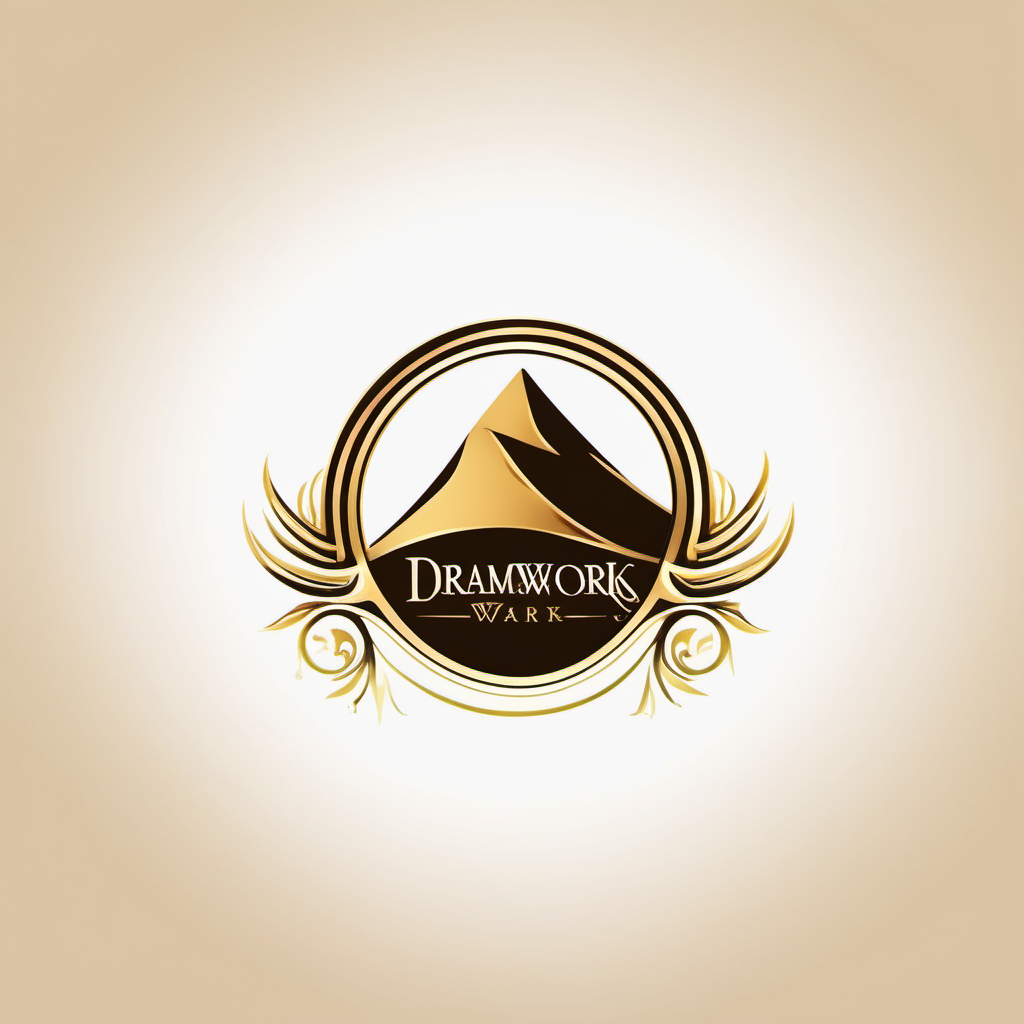luxury whisky logo for a company called "Dramworks" that looks like the Dreamworks movie logo