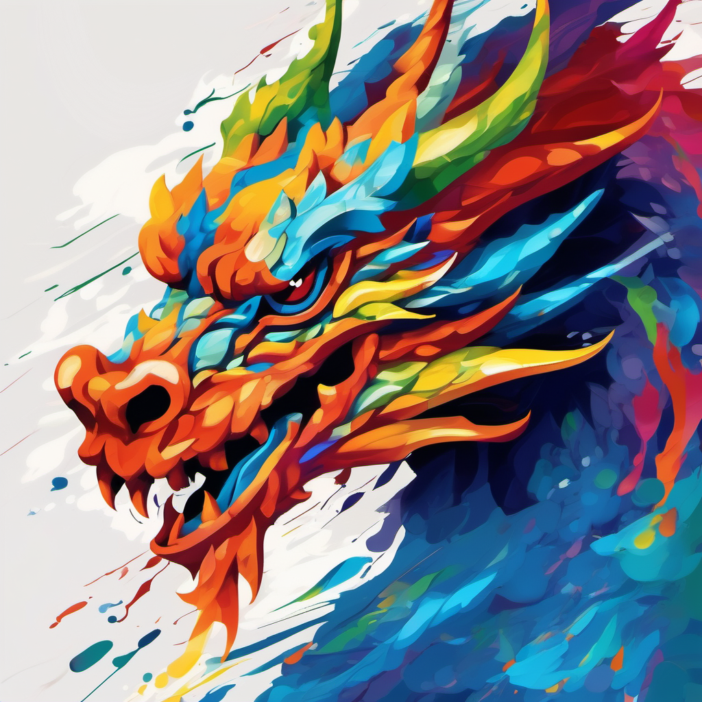 abstract art with running colours of dragon face