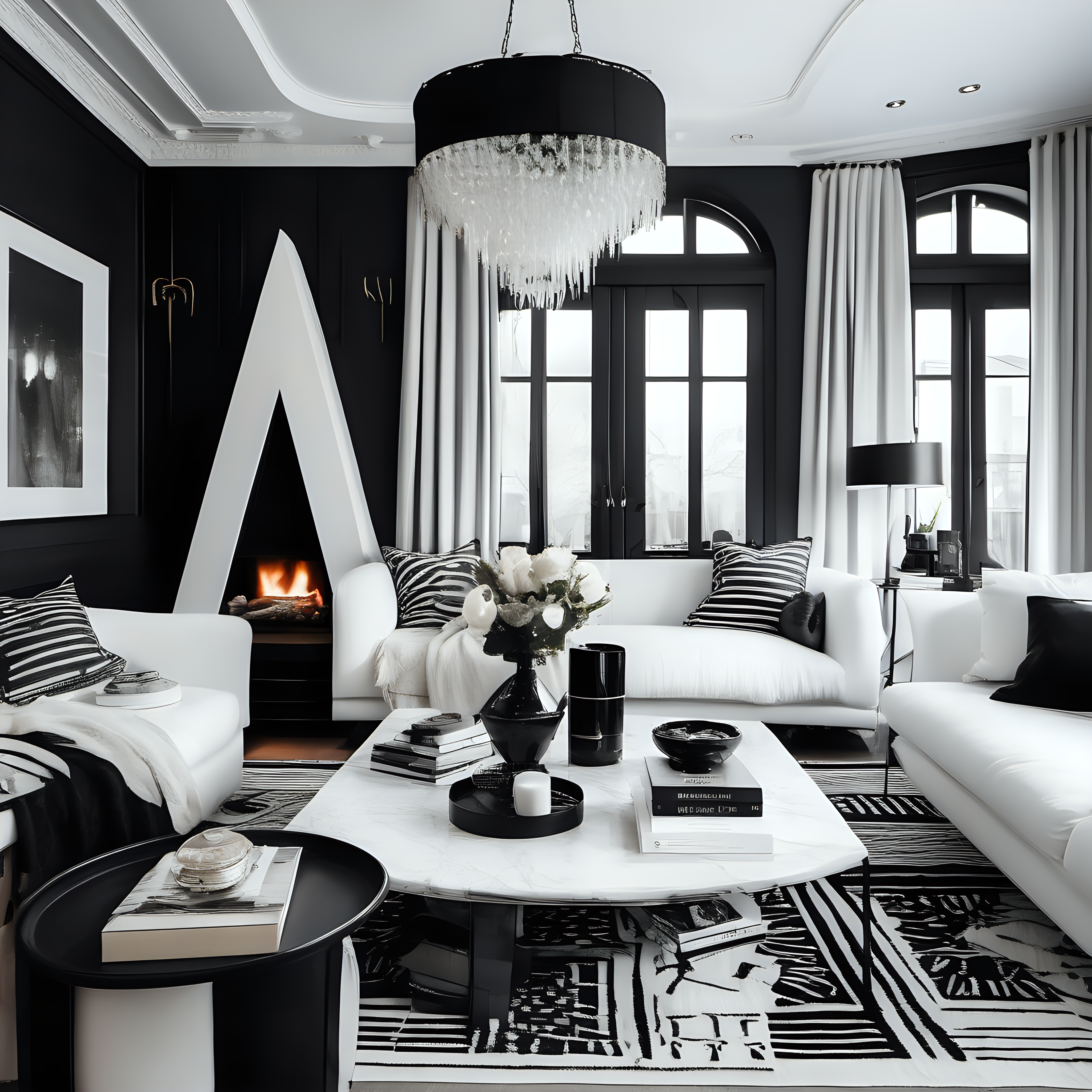 cozy Interior with black and white luxury details