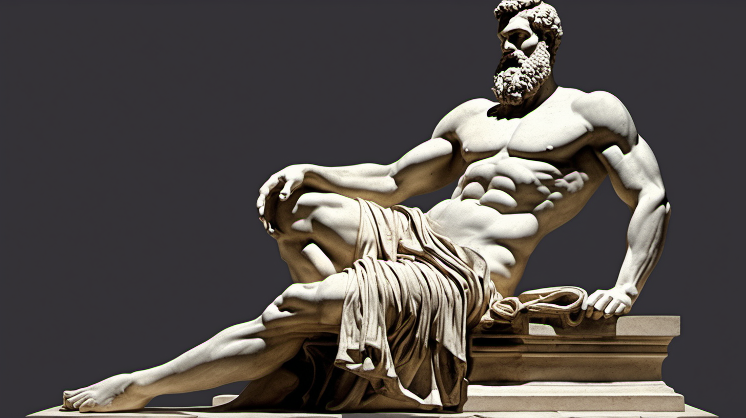 Image of a fullbody statue depicting a muscular