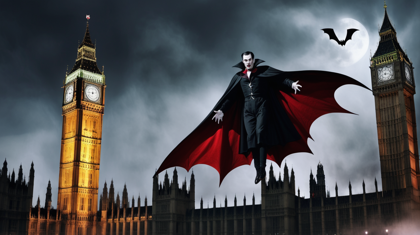 Dracula flying over Big Ben