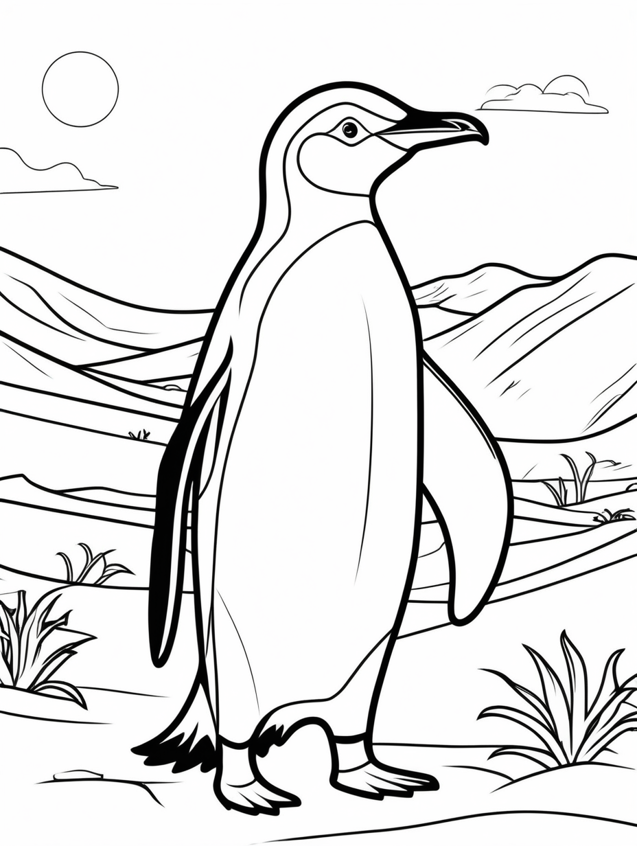 simple colouring page for kids Penguin in the